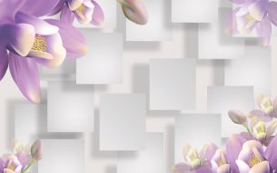Фреска Сиренивые цветы 3d стереоскопическое изображение
