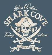 Фотообои Пиратский флаг бухта с акулами