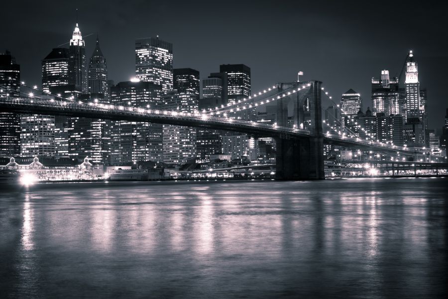 Фотообои Бруклинский мост в ночных огнях