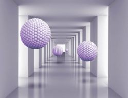 Фреска 3D Сиреневые шары в тоннеле