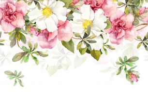 Фреска Цветы акварель