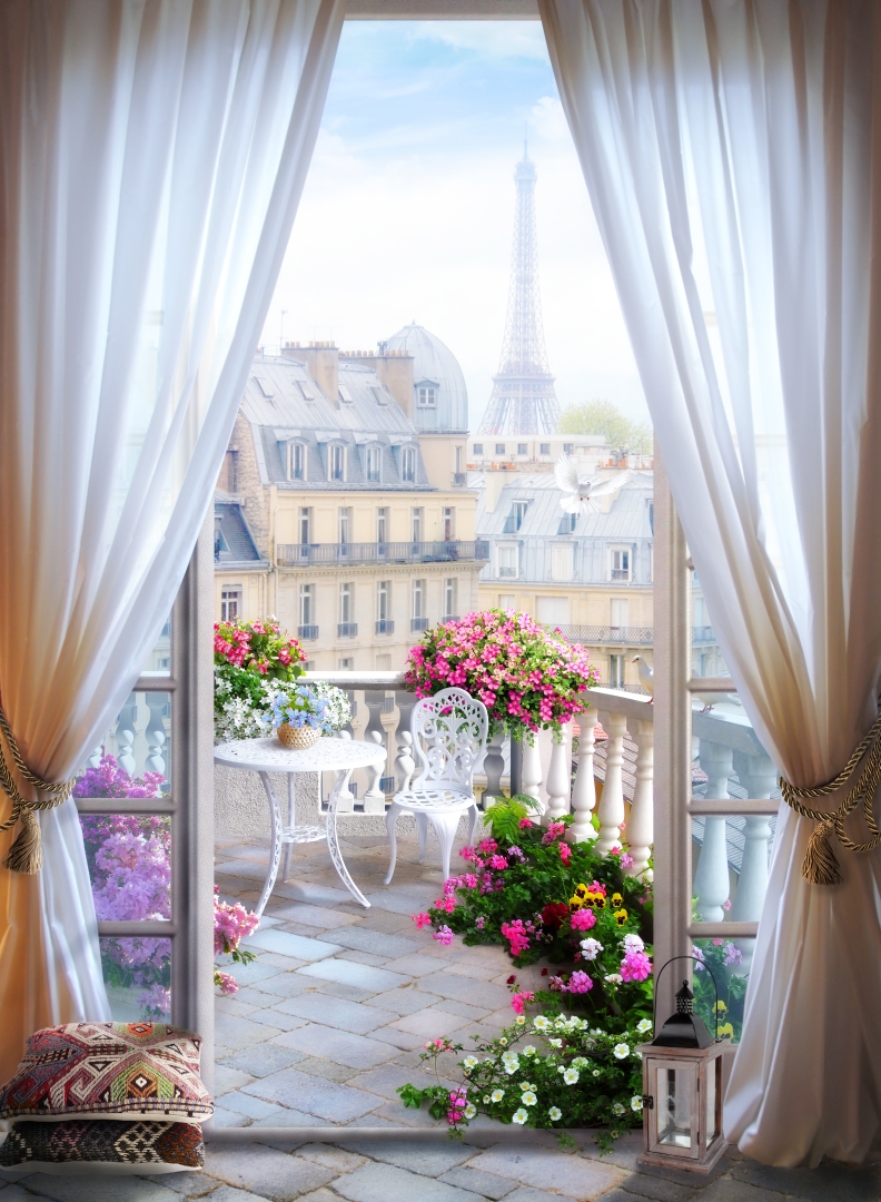 Картина на холсте Балкон в Париже, арт hd1972401