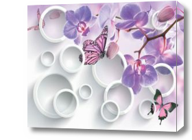 Картина 3D орхидеи с бабочками