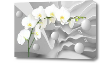 Картина Орхидеи с шарами стерео