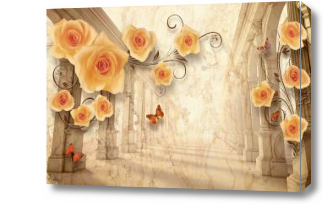 Картина Объемные бежевые розы