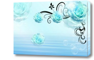 Картина Объемные розы в голубых тонах