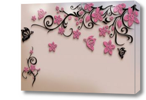 Картина Нежные 3D цветы и бабочки