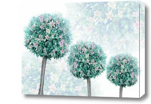 Картина 3д Деревья с лилиями