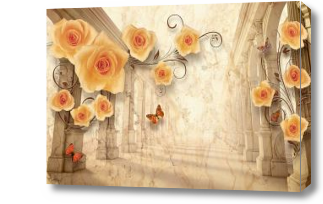 Картина 3D желтые розы