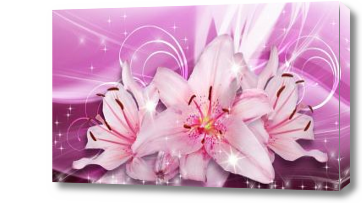 Картина 3D Розовые лилии на розовом фоне