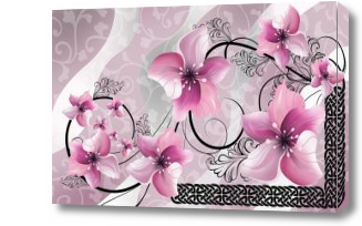 Картина 3д Цветы абстракция в розовых тонах