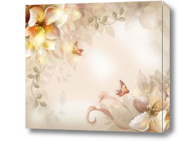 Картина 3D Цветы и бабочки в нежных оттенках