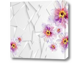 Картина 3D Цветы с белыми осколками